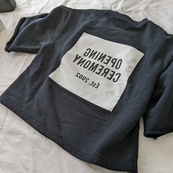 Opening Ceremony Cropped Logo Sweatshirt Black White - Picture 6 of 8